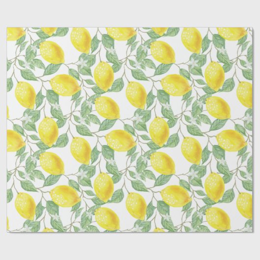 Papier Cadeau Citron d'aquarelle (Plat)