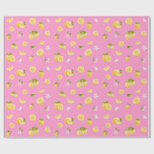 Papier Cadeau Citron Motif rose (Plat)