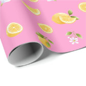Papier Cadeau Citron Motif rose (Coin rond)