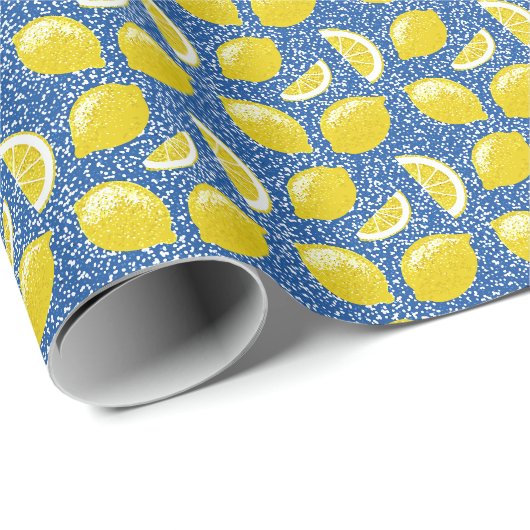 Papier Cadeau Citron parties scintillant (Coin rond)