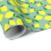 Papier Cadeau Citron simple, Arrière - plan vert. (Coin rond)