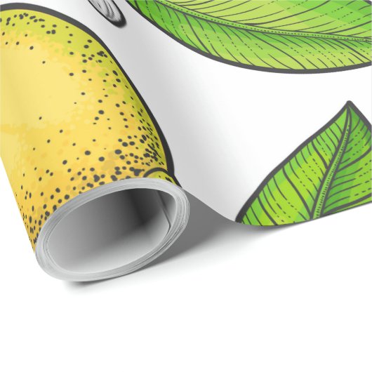 Papier Cadeau Citrons (Coin rond)