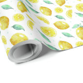 Papier Cadeau citrons aquarelles (Coin rond)