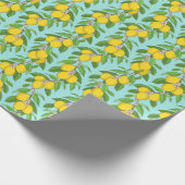 Papier Cadeau Citrons, Arrière - plan Bleu Vibrant sans couture. (Coin)