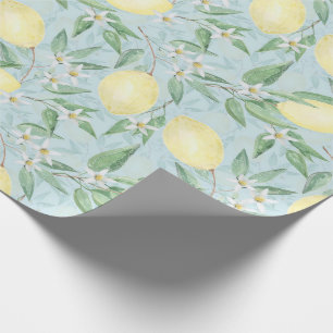 Papier Cadeau citrons d'eau et agrumes de fruits nature jaune fr