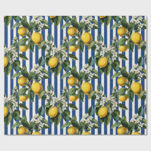 Papier Cadeau Citrons découpage méditerranéen vintage