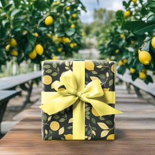 Papier Cadeau Citrons et Feuilles