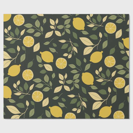 Papier Cadeau Citrons et Feuilles (Plat)
