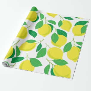 Papier Cadeau Citrons et motifs feuille