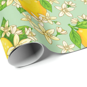 Papier Cadeau citrons jaunes