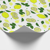 Papier Cadeau Citrons jaunes et Feuille Motif illustré (Coin)