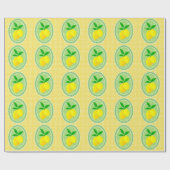Papier Cadeau Citrons jaunes rétro (Plat)
