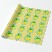 Papier Cadeau Citrons jaunes rétro (Déroulé)