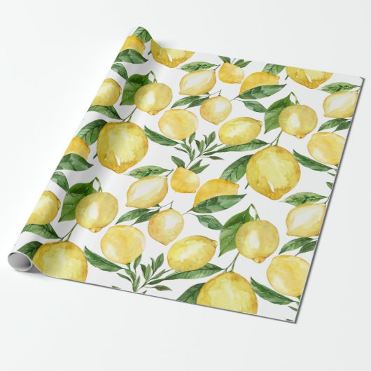 Papier Cadeau Citrons motif transparent sur arrière - plan trans (Déroulé)