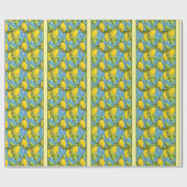Papier Cadeau Citrons sur fond bleu (Plat)