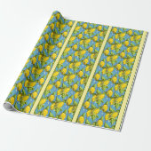 Papier Cadeau Citrons sur fond bleu (Déroulé)