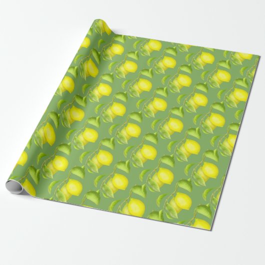 Papier Cadeau Citrons sur une branche (Déroulé)