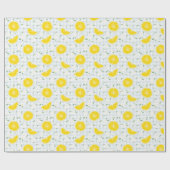 Papier Cadeau Citrons vintages et motifs floraux (Plat)