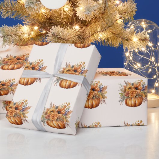 Papier Cadeau Citrouille à fleurs (Vacances)