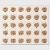 Papier Cadeau Citrouille à fleurs (Plat)