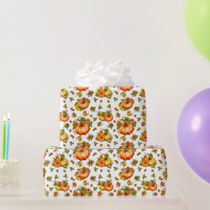 Papier Cadeau Citrouille aquarelle Motif d'automne