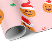 Papier Cadeau Citrouille avec santa claus casquette (Coin rond)