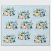 Papier Cadeau Citrouille bleu d'aquarelle automne automne (Plat)