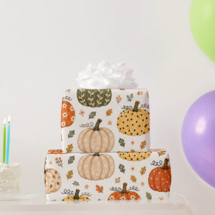 Papier Cadeau Citrouille Bohème d'Automne