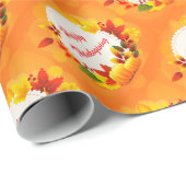 Papier Cadeau Citrouille Bon thanksgiving d'or (Coin rond)