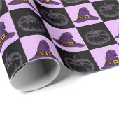 Papier Cadeau Citrouille Casquette de la sorcière Halloween Face (Coin rond)