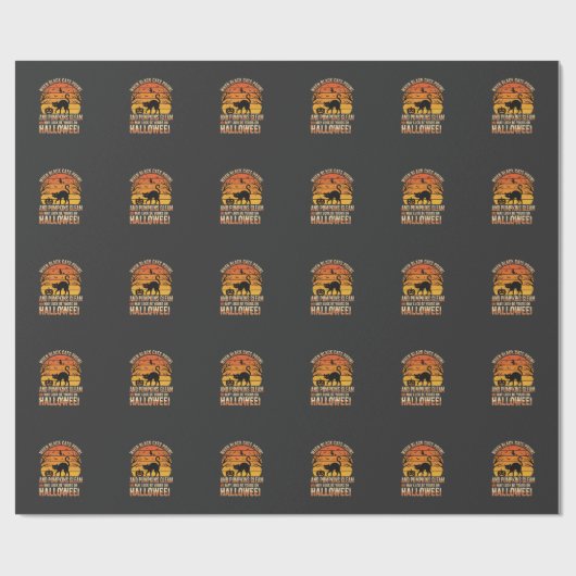 Papier Cadeau Citrouille Chat Noir Halloween Design Vectoriel (Plat)