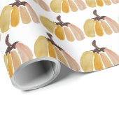 Papier Cadeau Citrouille d'aquarelle de Thanksgiving mignon (Coin rond)