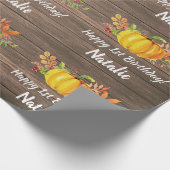 Papier Cadeau Citrouille d'aquarelle rustique Automne Anniversai (Coin)