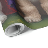 Papier Cadeau Citrouille de chien Cockapoo Halloween drôle (Coin rond)