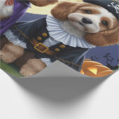 Papier Cadeau Citrouille de chien Cockapoo Halloween drôle (Coin)