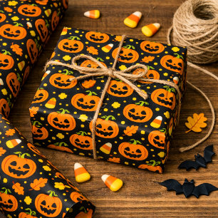 Papier Cadeau Citrouille d'Halloween