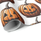 Papier Cadeau Citrouille d'Halloween (Coin rond)