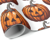 Papier Cadeau Citrouille d'Halloween (Coin rond)