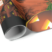 Papier Cadeau Citrouille d'Halloween brillant (Coin rond)