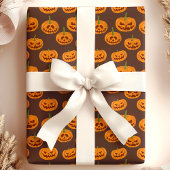 Papier Cadeau Citrouille d'Halloween Éffrayant Jack O'Lanterns M