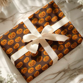 Papier Cadeau Citrouille d'Halloween Éffrayant Jack O'Lanterns M
