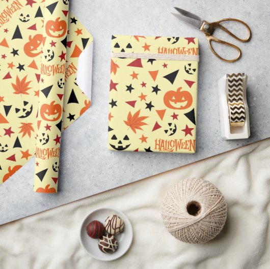 Papier Cadeau Citrouille d'Halloween et Stars envelopper cadeau (Artisanat)