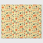 Papier Cadeau Citrouille d'Halloween et Stars envelopper cadeau (Plat)