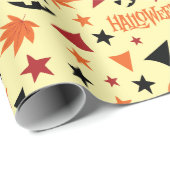 Papier Cadeau Citrouille d'Halloween et Stars envelopper cadeau (Coin rond)