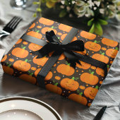 Papier Cadeau Citrouille d'Halloween Jack O'Lantern Motif