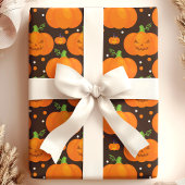 Papier Cadeau Citrouille d'Halloween Jack O'Lantern Motif