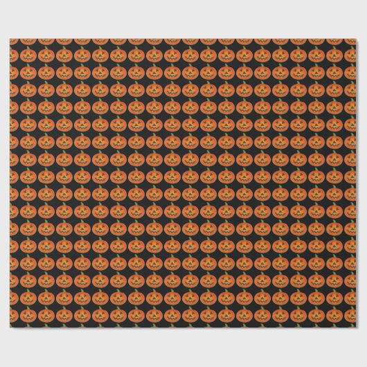 Papier Cadeau Citrouille d'Halloween noir orange Jack o' Lantern (Plat)