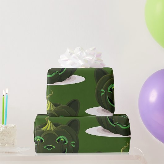 Papier Cadeau Citrouille d'Halloween vert