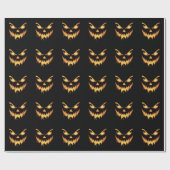 Papier Cadeau Citrouille effrayante Jack O Lantern Visage Hallow (Plat)