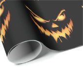 Papier Cadeau Citrouille effrayante Jack O Lantern Visage Hallow (Coin rond)
